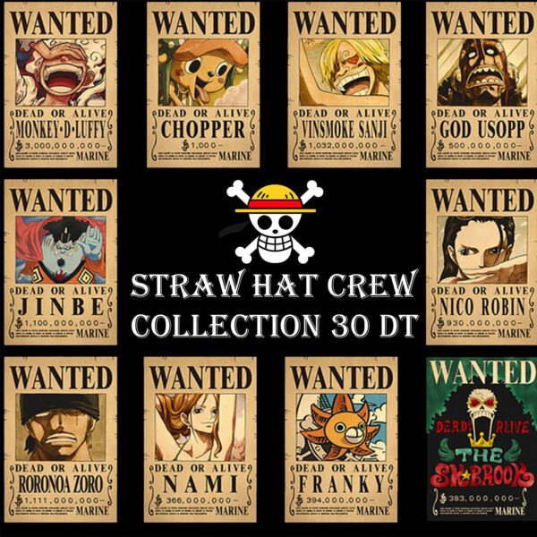 Wanted Posters One Piece straw hat pirates (10 Pieces)